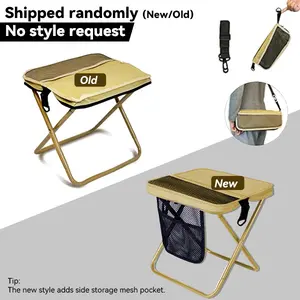 Portable Outdoor Folding Chair with Shoulder Strap 1.5lbs Ultra Light Max Load Capacity 500lbs Two Side Pockets Velcro Storage For Queuing Fishing Hiking Tours BBQ Parties Elderly Camping Equipment Supplies