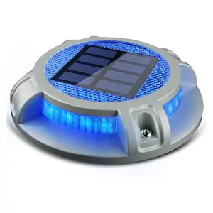 Siedinlar Solar Driveway Lights Outdoor, 4‑Mode 40‑LED Landscape Lighting, Heavy‑Duty Aluminum Waterproof Ground Lights for Driveway, Walkway, Steps & Docks, Blue/White Dynamic Lighting (1 Pack)