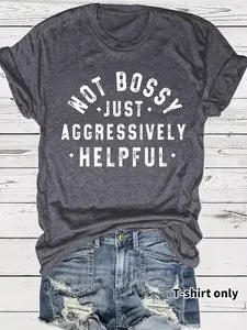 Women's Letter Print Round Neck Tee, Casual Short Sleeve Crew Neck T-Shirt for Summer, Fashion Women's Top for Daily Wear
