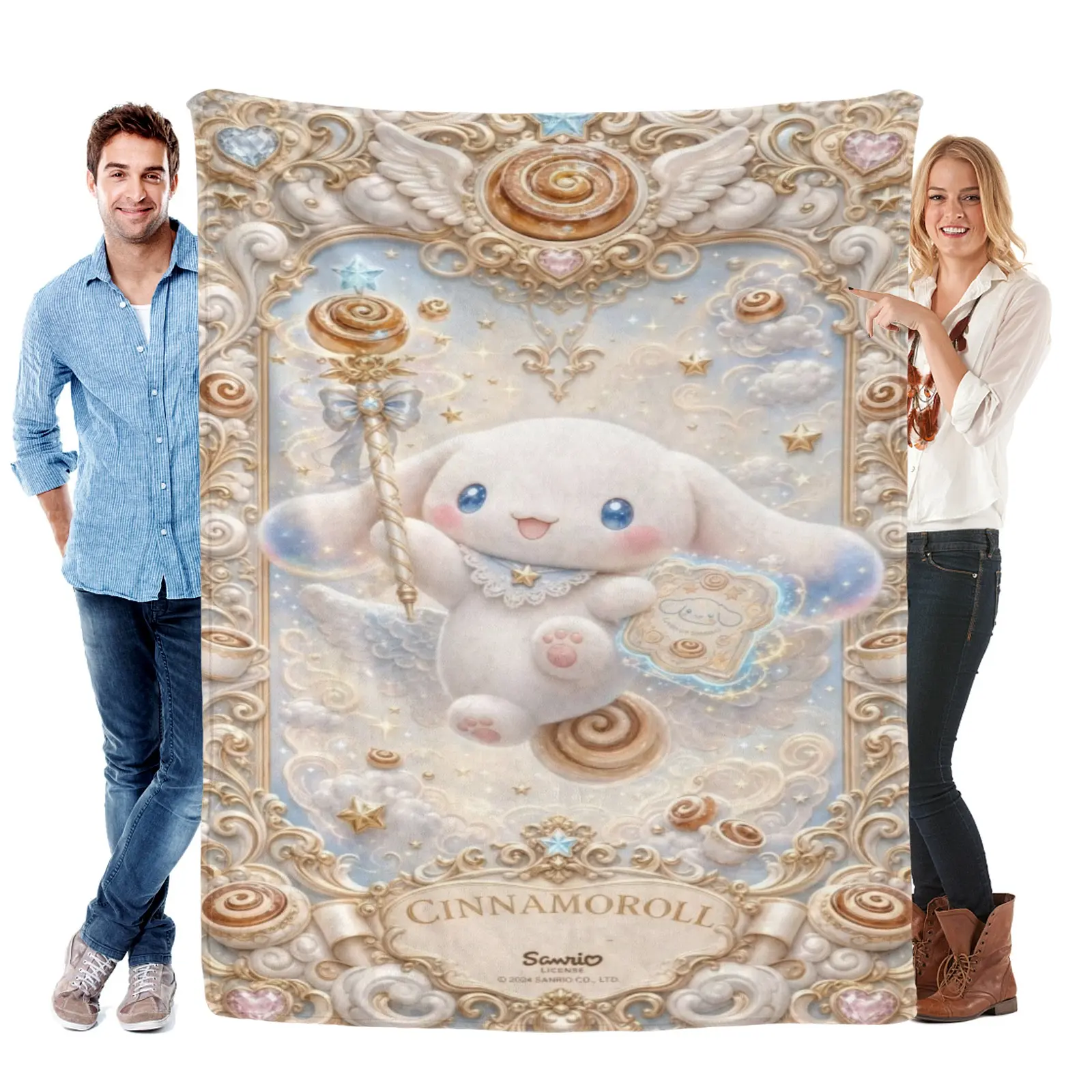 Sanrio Cinnamoroll Cinnamon Roll Magic Wand Blanket, Cozy Fleece Cinnamoroll Blanket For Cinnamoroll Stuff Collection, Sanrio Fans