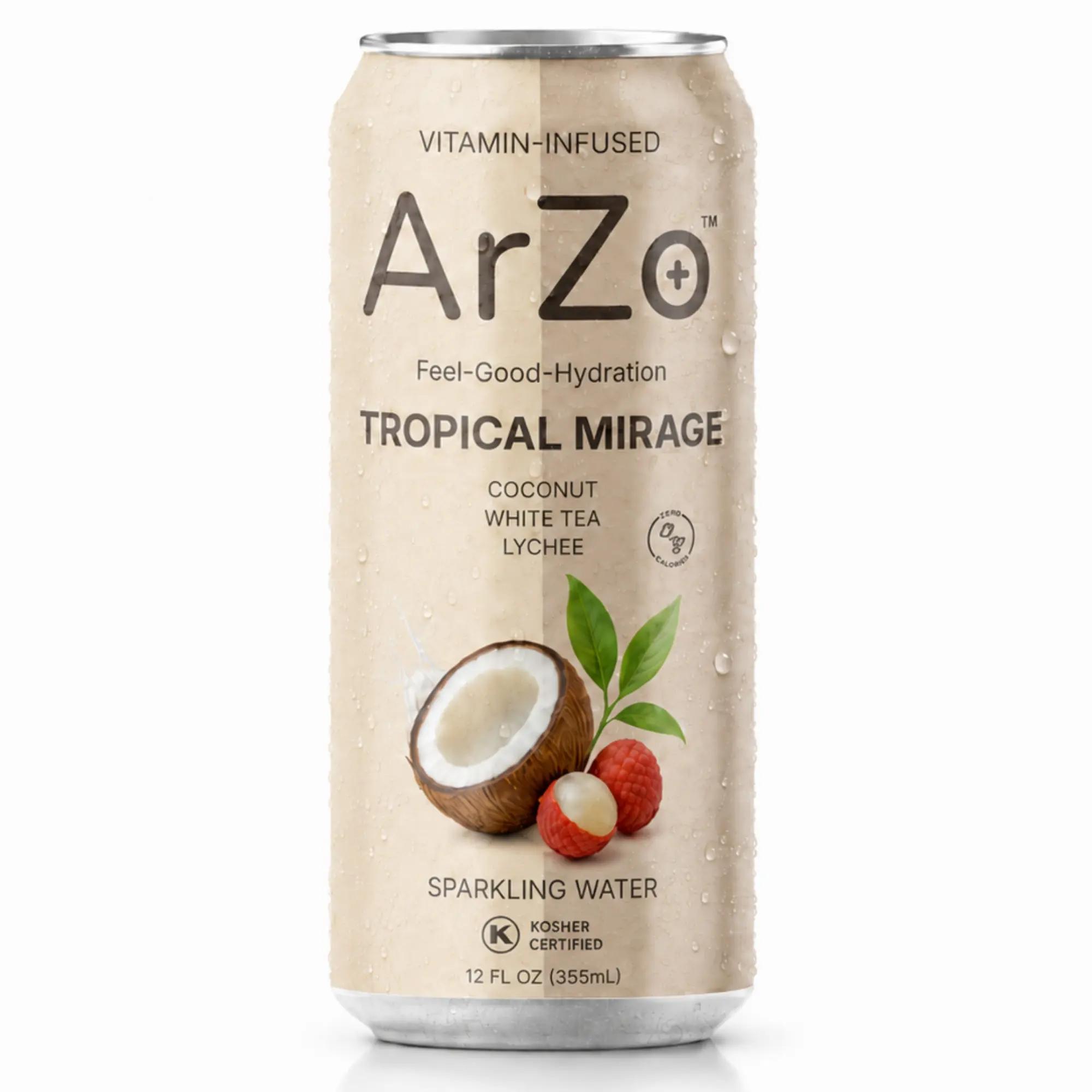 8 Pack Tropical Mirage Vitamin Infused Sparkling Water by ArZo Water – Organic, Vegan, Zero Sugar & Calories, Immunity & Stress Support, Refreshing Flavors, 12 Oz