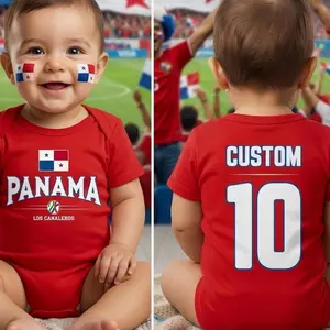 Panama Flag Baby Bodysuit | Custom Name & Number Infant Onesie C1Z Z5M