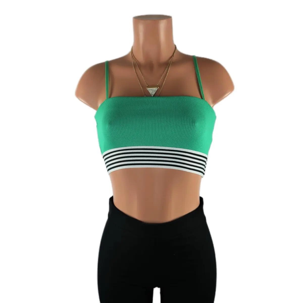 Cali Girl green  Fitted Ribbed Striped Crop Top - Final Sale Tube