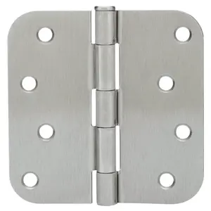 Door Hinge, Satin Nickel, 4" with 5/8" Radius Corners