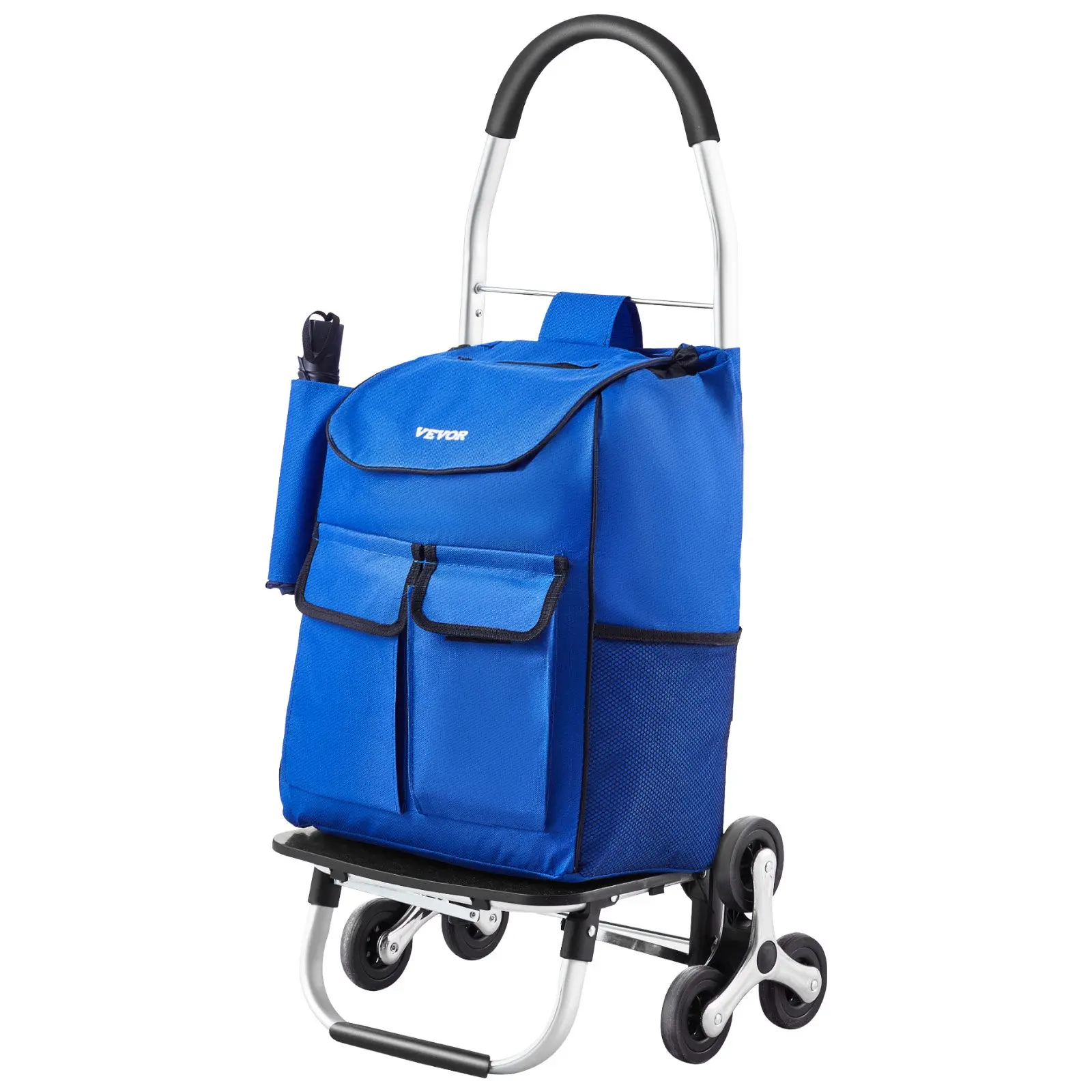 【Summerfinds】VEVOR Stair Climber Trolley Dolly, 36L Folding Shopping Cart, Grocery Cart Trolley Laundry Stair Climbing Handcart with 6 Wheels & Oxford Cloth Bag, Foldable Cart for Shopping Grocery Laundry Climbing Portable