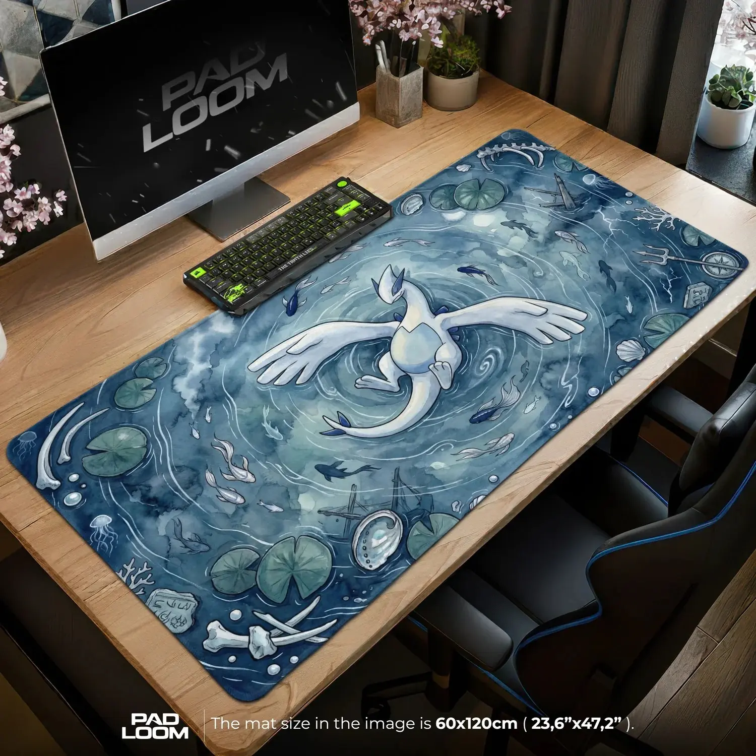 Lugia Tempest Pond Mouse Pad, Large Extended Mouse Pad for Fans & Gamers