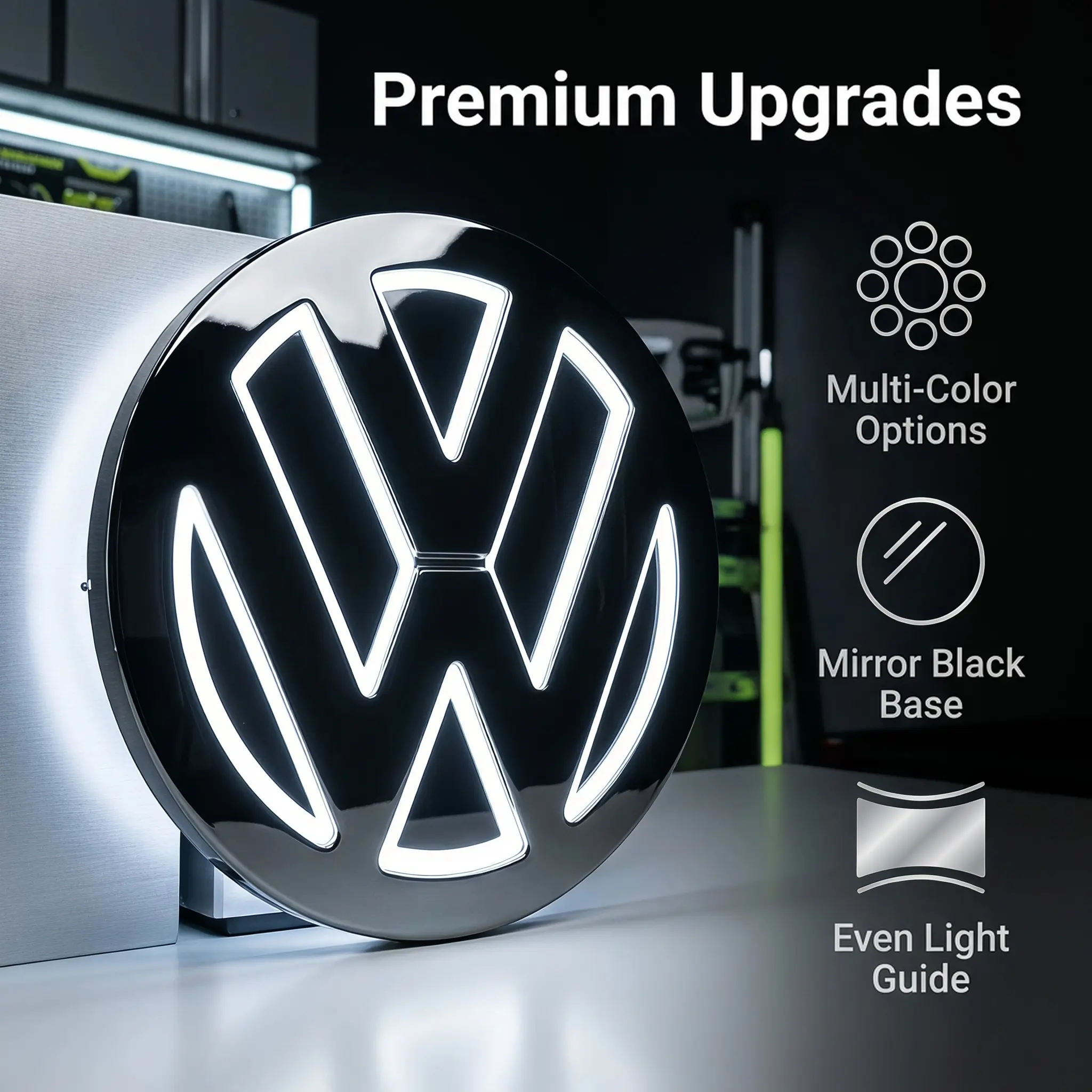 Illuminated LED Front Grille Badge, Light Up Car Emblem, Waterproof Auto Front Logo Replacement Modification Accessory, Multi-Color Light Options