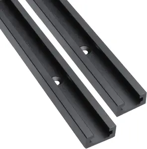 Aluminum 24" T-Track for Woodworking –Double Cut Profile Universal with Predrilled Mounting Holes -Woodworking and Clamps-Fine Sandblast Black Anodized 2PK Hot Favorable Direct