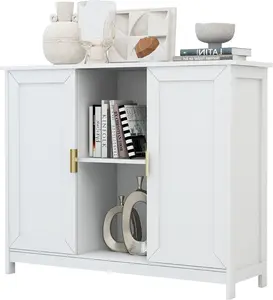 NEW White Storage Cabinet,Credenza Buffet Cabinet Wooden Coffee Bar Cabinet Buffet Table White Sideboard Thin Cabinet for Narrow Spaces Entry Cabinet Hallway Cabinet for Kitchen