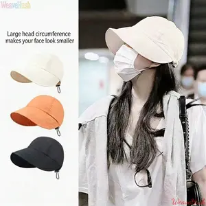 Women's Unisex UV-Resistant Fisherman Bucket Hat - Breathable, Lightweight, Wide-Brim, Rolled-Edge, Adjustable Drawstring Sun Visor Cap for Beach Travel, Outdoor Activities