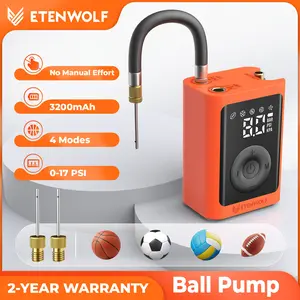 Etenwolf Electric Ball Pump 3200mAh, Auto Stop & Deflate, ±0.3 PSI Gauge for Basketball, Soccer & Volleyball – Precision Inflation, No More Guessing, Standby for 2 Years (Vivid Orange)