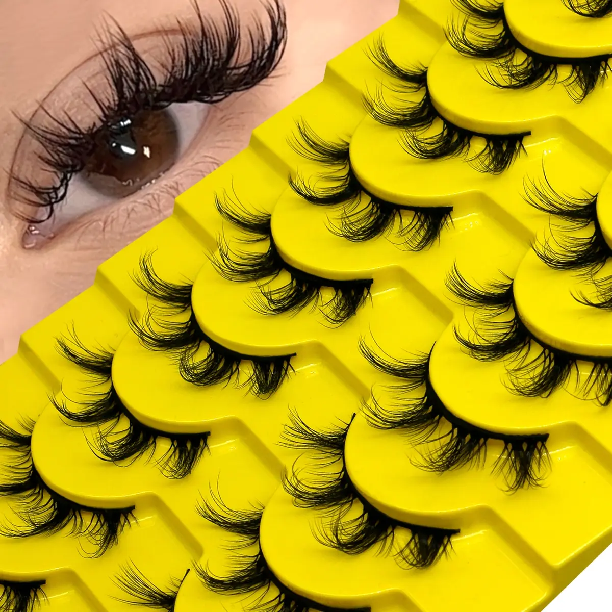GROINNEYA 10 Pairs Anime Cosplay Spiky Eyelashes Wispy Soft False Eyelashes Voluminous False Eyelashes Thick Dramatic Eyelashes Natural Look Lashes  C Curl Fluffy Eyelash Extension Fake Lashes Mange Lashes Diy False Eyelashes Cosmetic Eyelashes