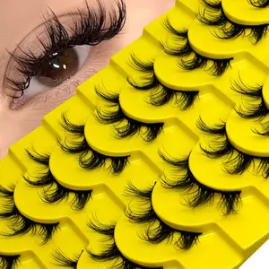 GROINNEYA 10 Pairs Anime Cosplay Spiky Eyelashes Wispy Soft False Eyelashes Thick Dramatic Eyelashes Natural Look Lashes  C Curl Fluffy Eyelash Extension Fake Lashes Mange Lashes Diy False Eyelashes
