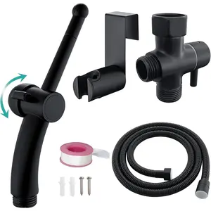 Bidet Sprayer for Existing Toilet,  Handheld  Jet  Set with Precision Water  Control for Muslim Shower/Feminine Hygiene/Pet Cleaning, Matte Black