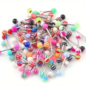 100 Pcs Mixed Ball Tongue Navel Nipple Barbell Rings Bars Body Jewelry Piercing