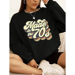 ��Plus Size�� Letter Print Round Neck Pullover, Casual Long Sleeve Crew Neck Sweatshirt for Fall & Winter, Women's Clothing for Daily Wear