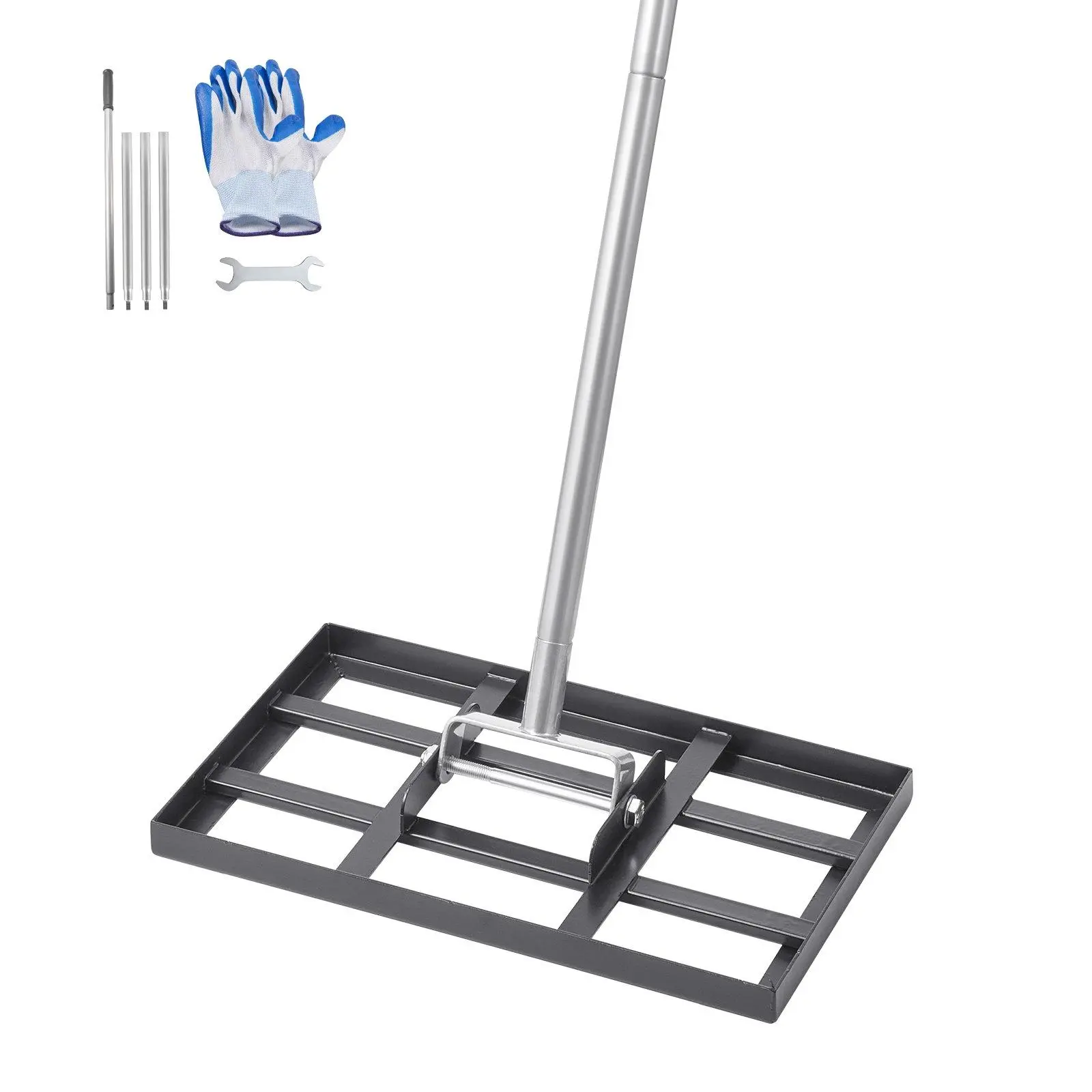 5 Height Adjustable Lawn Leveling Rake 78 Inch Handle 17x10 Inch Ground Plate Carbon Steel Rust Resistant Powder Coated for Yard Lawn Garden Golf Course Leveling Sand Soil Compost Moss 180 Degree Rotation Reduces Fatigue Easy Assembly