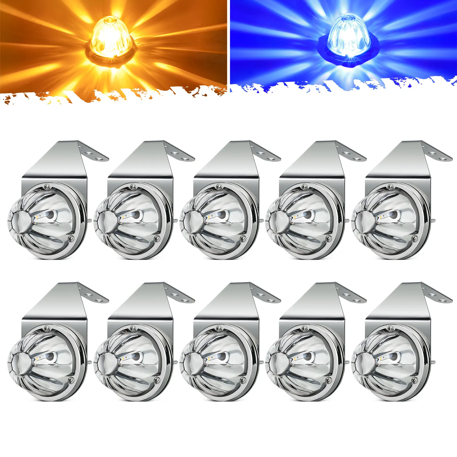 Amber/Blue-10 Pieces-Clear Lenses