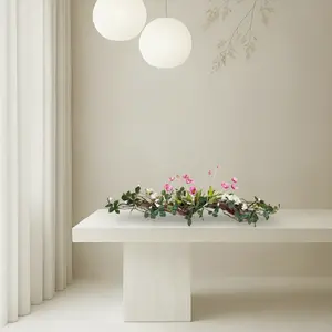 CENTERPIECE Elegant Mantle Centerpiece for Dining Table Floral Centerpiece Wedding Floral Decor Coffee Table Flo with Pink Flowers and Greenery