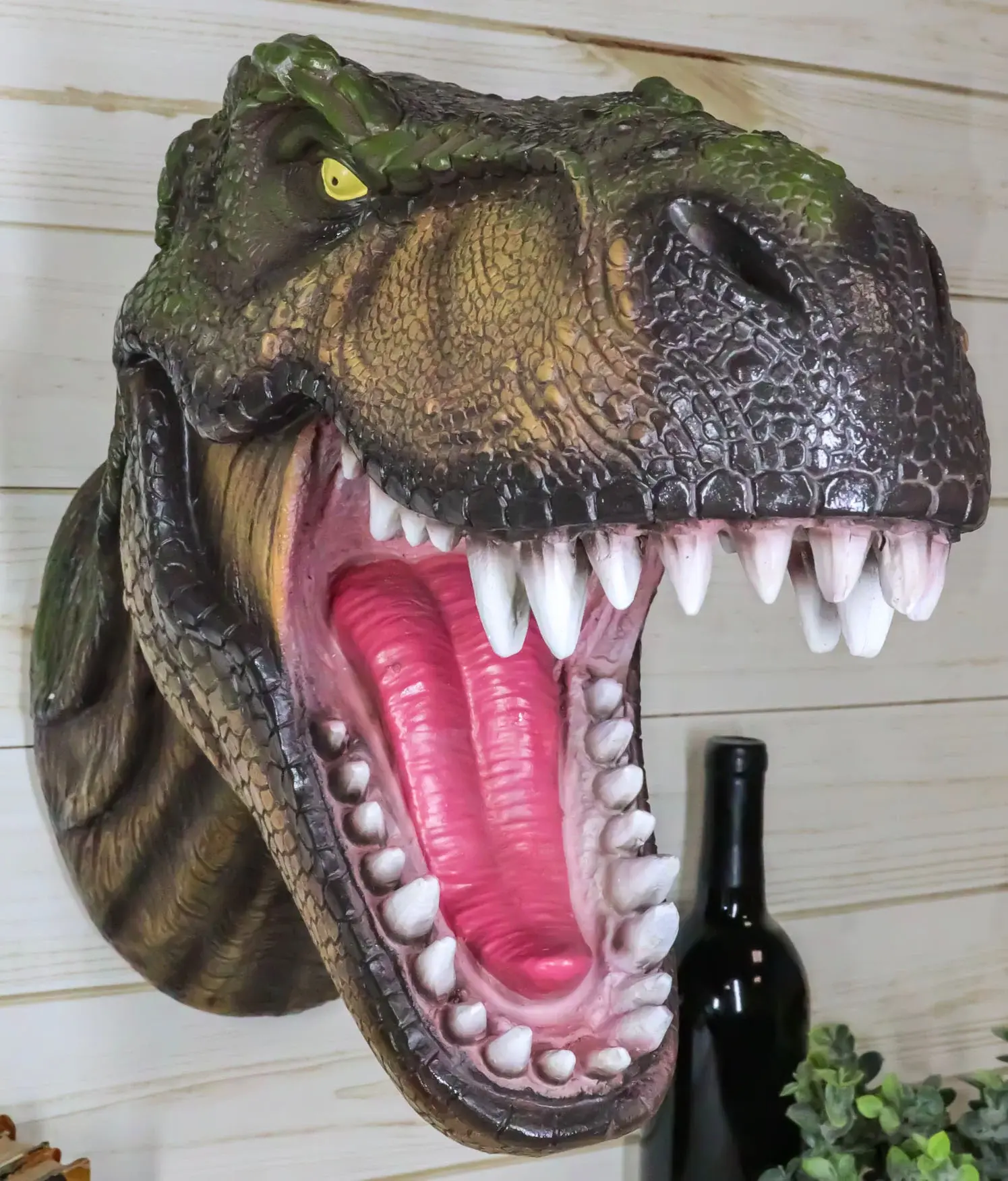 Realistic 3D Prehistoric Jurassic Tyrannosaurus Rex Wall Bust Decor, 13" Tall 6.5" Wide 15.5" Deep Home Statue Figurine, Jurassic King Vibe, Tyrannosaurus Rex Enthusiasts