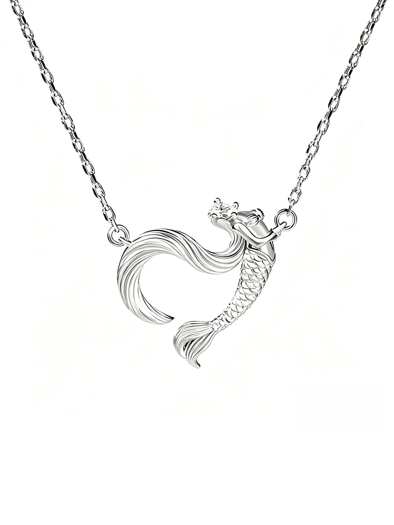 S925 Sterling Silver Mermaid Necklace, Elegant Moonlight Dancer Pendant, Hypoallergenic Daily Wear Jewelry, Perfect Birthday Gift for Women