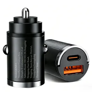 Portable Car USB C Charger 30W Fast Charging, 2-in-1 Dual Port Cigarette Lighter Adapter, Mini Size Car Power Charger for iPhone 16 15 14 13 12 Plus Mini, Samsung S26 S25