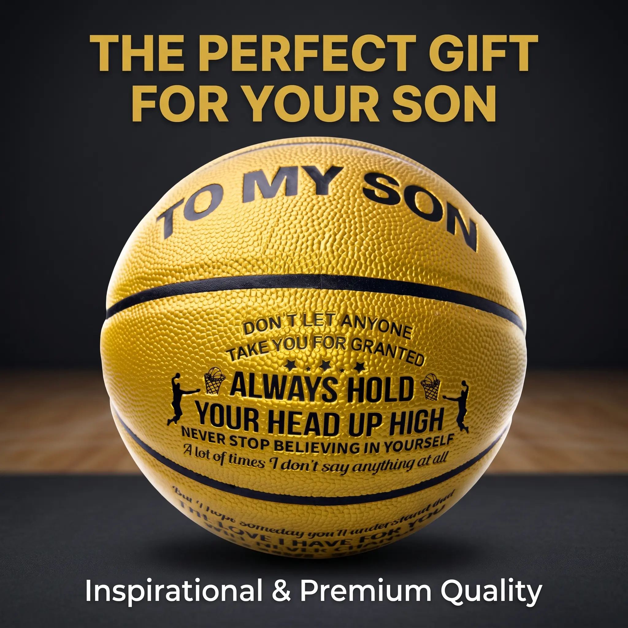 To My Son Engraved Basketball, Inspirational Message Basketball Gift for Son, Birthday Graduation Christmas Gift for Teen Boys, Size 7 Composite Leather Basketball Indoor Outdoor