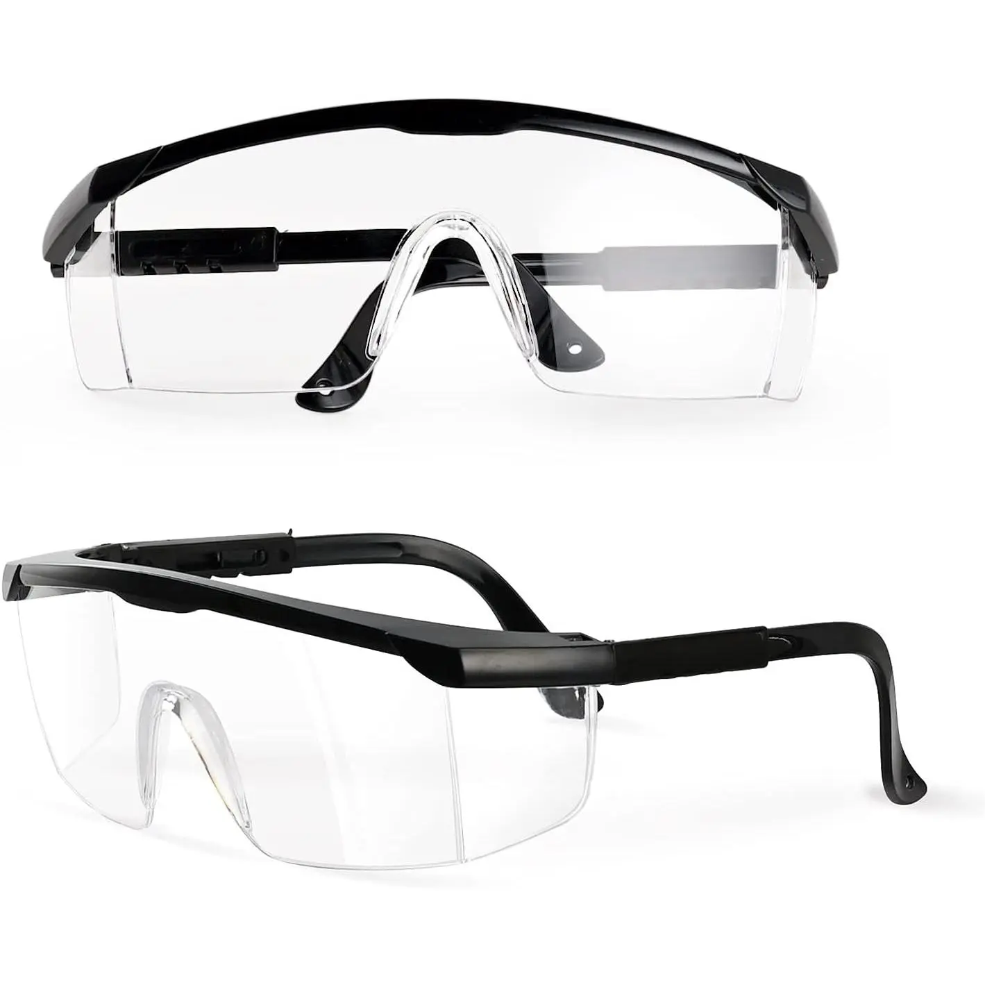 2 Pack Safety Glasses for Men and Women, ANSI Z87 Safety Goggles with Scratch Resistant Clear Wraparound Lenses, Adjustable Lab Goggles, UV Protection Lab Glasses