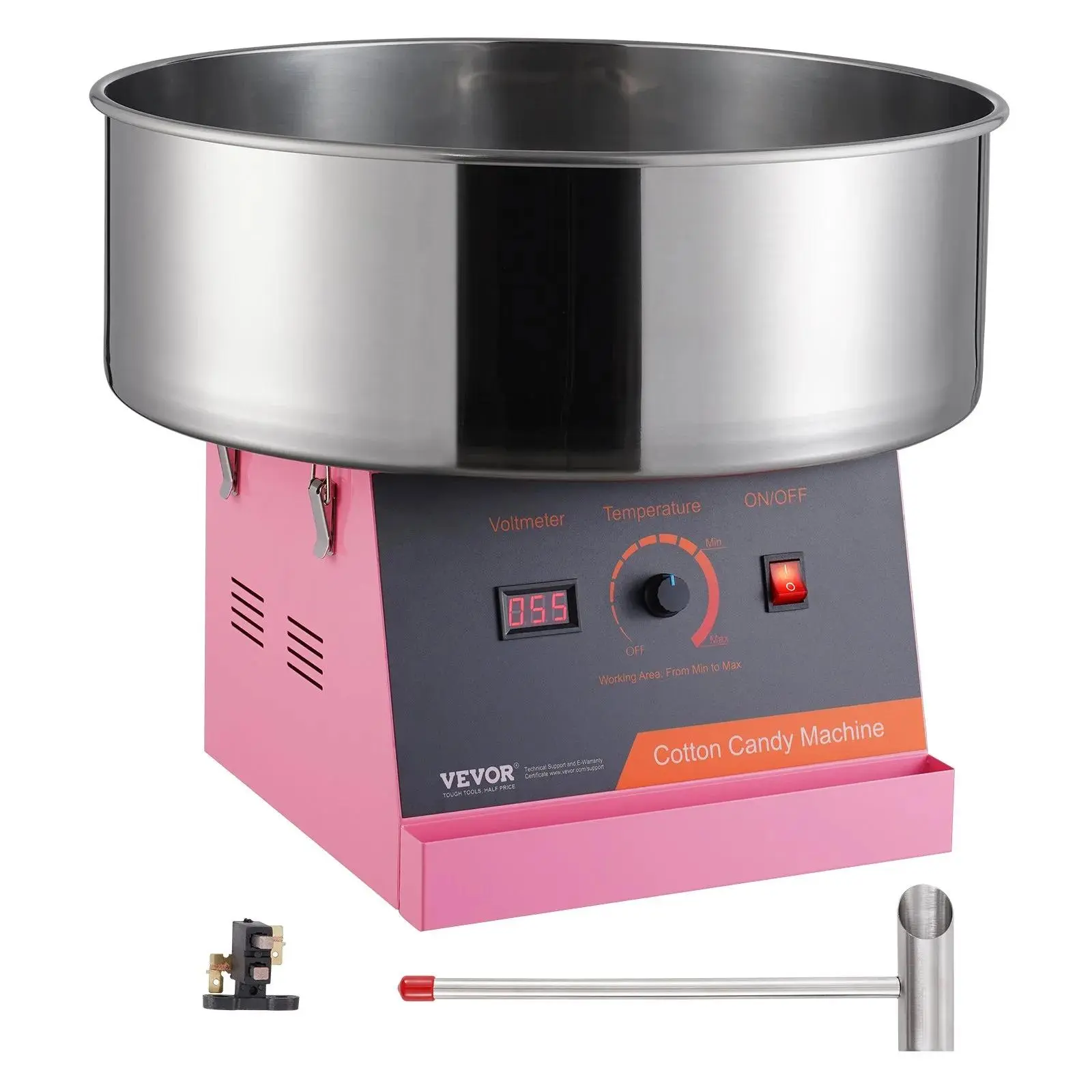 【Summerfinds】VEVOR Electric Cotton Candy Machine,  1000W Candy Floss Maker, Commercial Cotton Candy Machine with Stainless Steel Bowl, and Sugar Scoop, Perfect for Home Kids Birthday, Family Party (Pink)