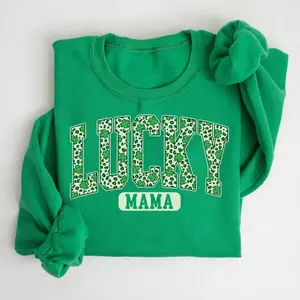 Lucky Mama Sweatshirt, Mama Shamrock St Patrick's Day Sweatshirt, Irish Mom Sweatshirt, St. Patrick's Day Gift, Mama Gift - LORA ATCHER