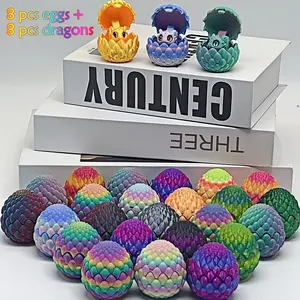 16-Piece Dragon Egg Set, Includes 8 Dragon Eggs & 8 Mini Dragons, Random Colors, Home Desktop Decor, Easter Valentine's Day New Year