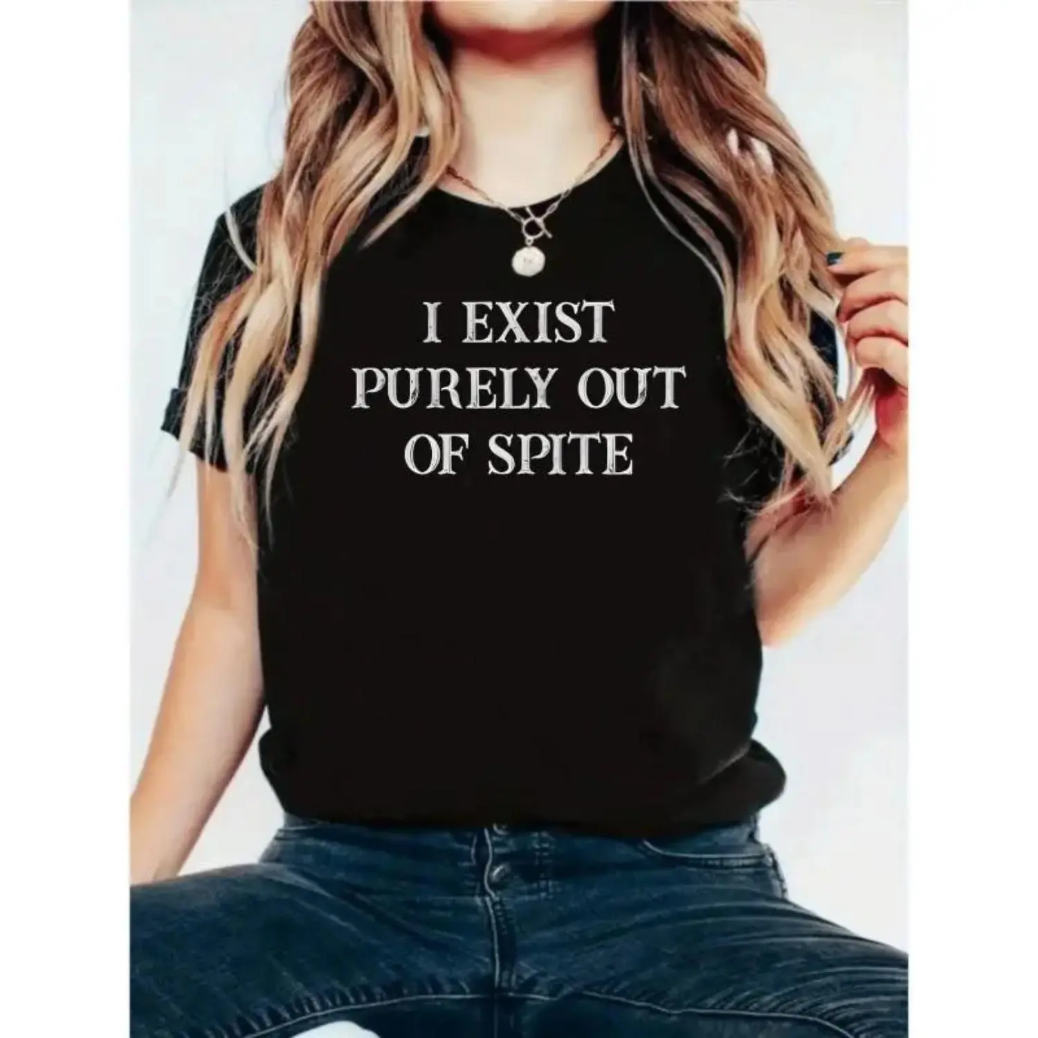 Men's "I Exist Purely Out of Spite" Funny Sarcastic Graphic T-Shirt - Black Tee with White Text, Casual Round Neck Short Sleeve Shirt for Casual Attire, Casual Wear Tee | Classic Round Neck Unisex T-shirt, Christmas gift