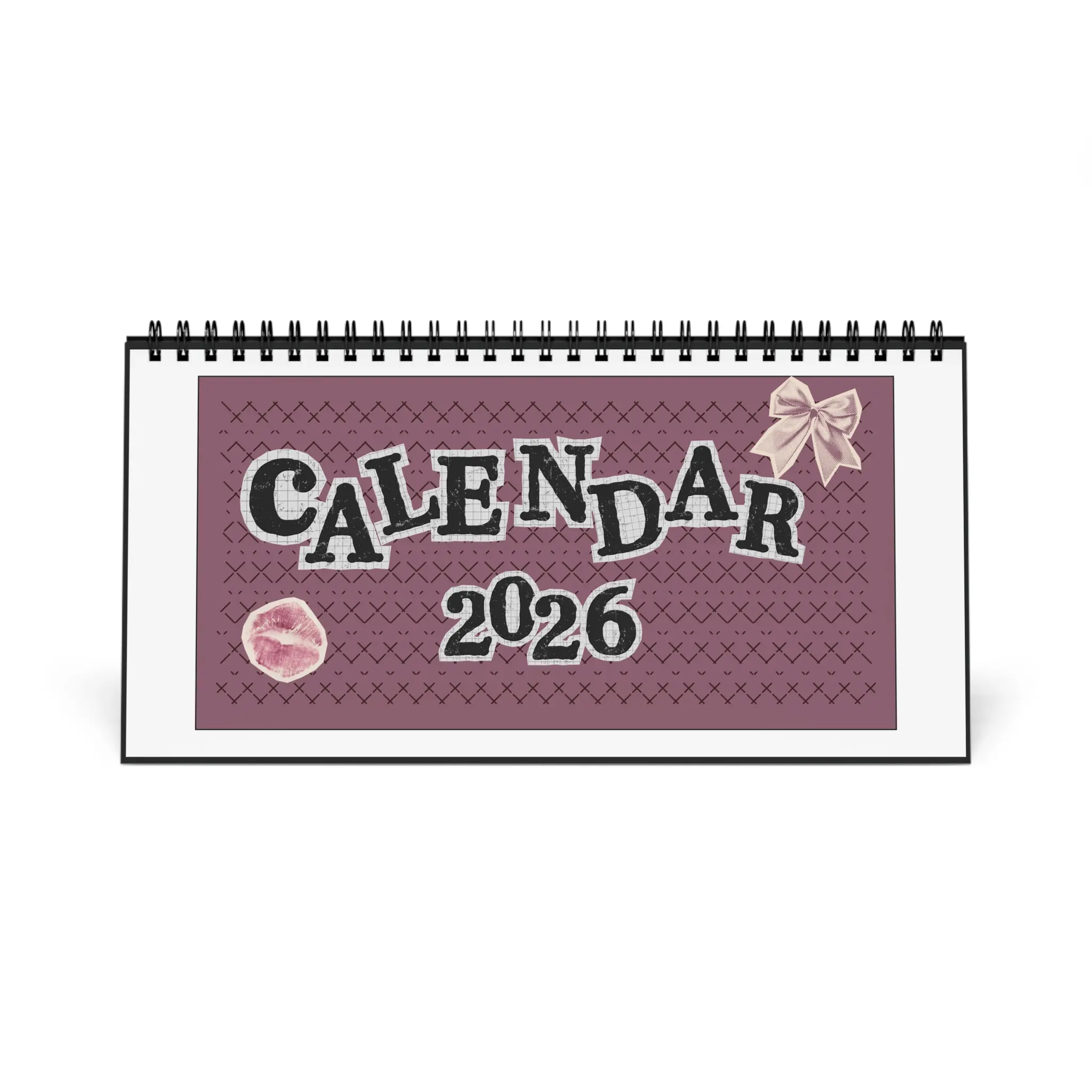 Pink Vintage Collage Calendar Desktop Calendar | 2026