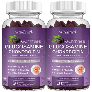 Mulittea Glucosamine Chondroitin Gummies Extra Strength with MSM & Elderberry – Adult Daily Formula, 60 Count (Pack of 2)