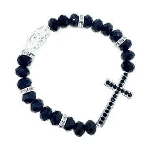 Baptism Favors 12pcs Electric Bracelets with Cross Charm & acrylic Beads Recuerdos Para Bautizo FREE Bags for Special gifts pulseras