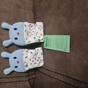 2Pack Silicone Teething Mitt, Rabbit Baby Teething Toy for 0-6 6-12 Months, Food Grade Silicone Infant Teething Mitten, BPA-Free Baby Chew Toys for Pain Relief, Sucking Needs