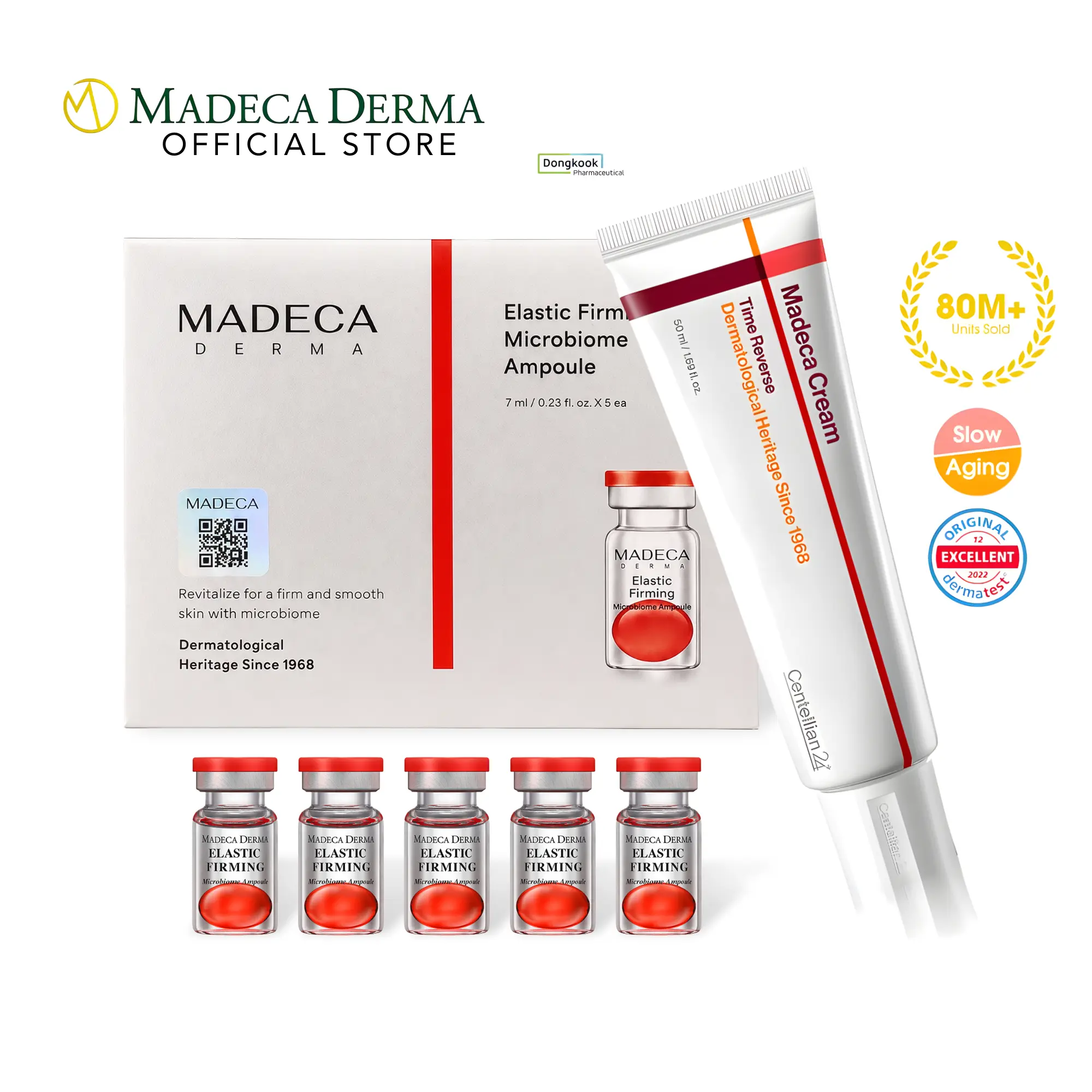 MADECA Anti-Aging K-Beauty Bundle Madeca Derma Elastic Firming Microbiome Ampoule & Time Reverse Madeca Cream Hyaluronic Acid Korean Skincare Set