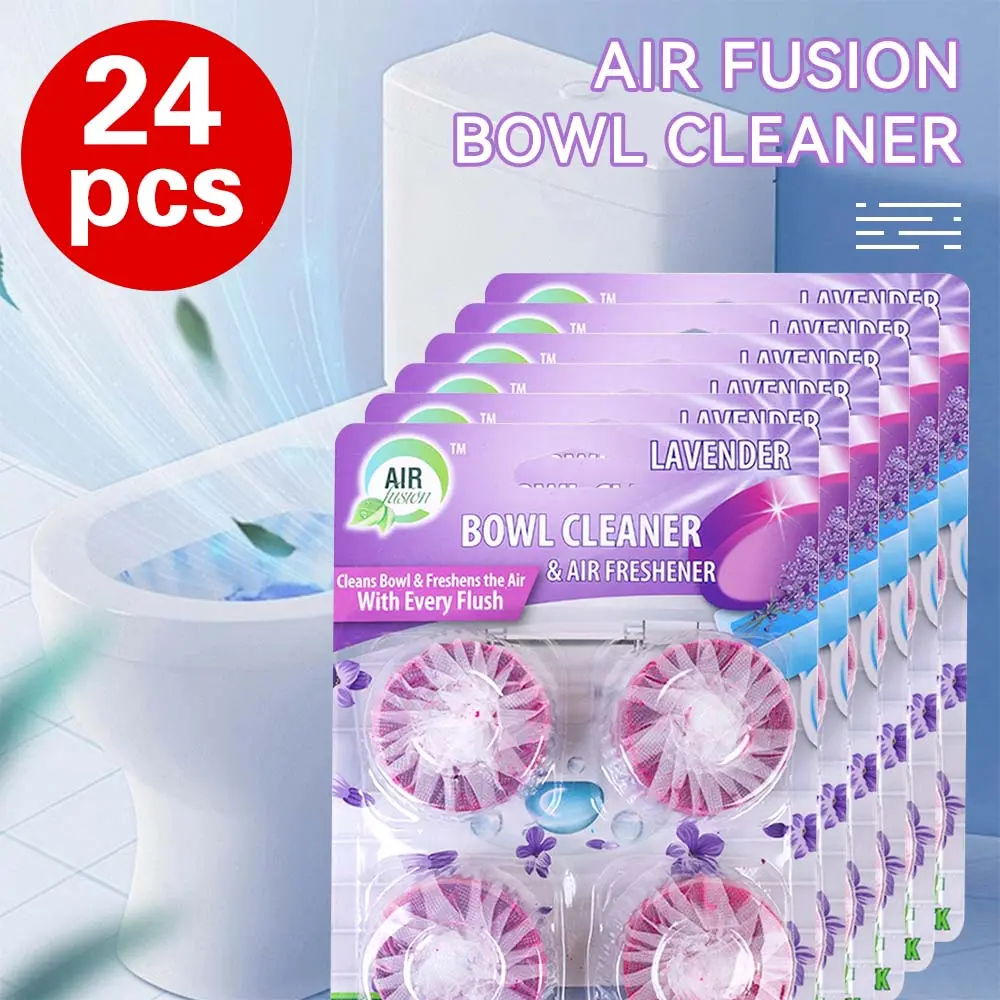 Air Fusion Automatic Toilet Bowl Cleaner Tablets 24 Pcs 6 Pack 3 Scents Choose Slow-Releasing Toilet Tank Cleaners for Deodorizing Descaling Household Toilet Cleaners