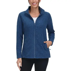 Women's Full Zip Lightweight Fleece Jacket Winter Warm Coats with 2 Zipper Pockets