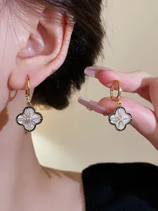 Elegant Edge Clover Zircon Earrings, Lightweight Copper Material, Perfect for Daily Wear, Ideal Gift for Girlfriend or Best Friend