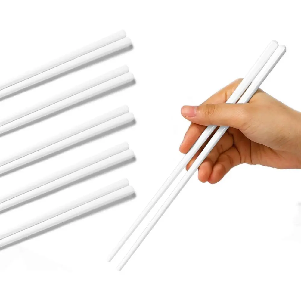 9.6-Inch White Ceramic Chopsticks Set of 5 - Easy-to-Clean Kitchen Cutlery, Utensils for Family, Housewarming Gifts, Parties