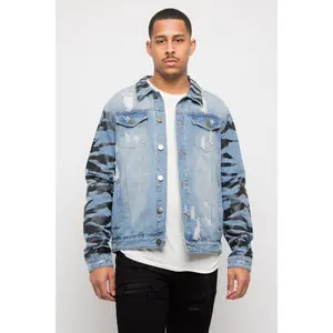 Tiger Striped Sleeve Denim Jacket