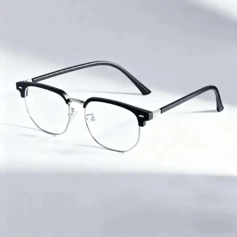 Blue Light Blocking Glasses, Retro Browline Eyeglasses for Men Women, Ultra Lightweight Metal & PC Frame, Clear Computer Eyewear, Anti Glare UV400 Protection, for Work, Gaming & Daily Wear