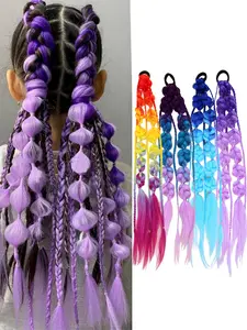 Colorful Bubble Twist Hair Ties, Boho Style Faux Dreadlock Ponytail Accessories, Fashion Hair Accessories for Women & Girls, Fashionable Hair Accessories, Hair Styling Accessories