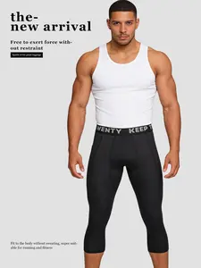 Men's 1/2 Sports Compression Pants for Running, Quick-Dry Athletic Trousers, Ideal for Training and Workouts