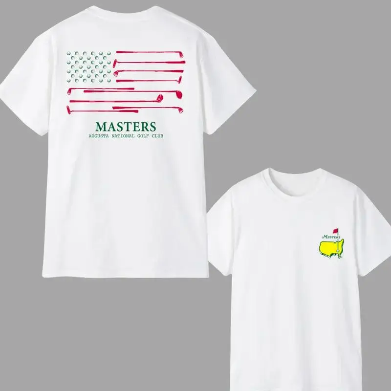 Men's Masters Augusta National Golf Club American Flag Map Graphic T-Shirt - 100% Cotton, Unisex Short-Sleeve Top, Relaxed Fit, Tshirt, Shortsleeve, Ball, Breathable, Print, Fabric, Classic, Casual, Tee, Menswear, Round Neck, Breathable Fabric