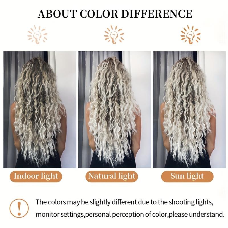 28 Inch Dark Root Silvery Grey Ombre Water Wave Wig for & All Skin Tones, Long Curly Synthetic Hair Wig, Heat Resistant, Soft & Full, Natural Looking Full Wig for Daily Wear, Party & Cosplay