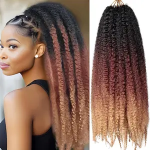 18 Inch 8 Packs Marley Twist Braiding Hair Long-Lasting Marley Hair Fluffy&Tangle-Free Cuban Twist Hair for Braiding  Crochet Hair Natural Look Synthetic Spring Afro Kinky Twist Hair Extensions Ombre Color T1B/30/27#