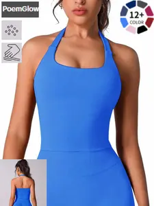 Women's Halter Neck Yoga Tank Top, Seamless Design for Gym, Yoga & Daily Wear, Comfortable Women's Athletic Activewear, Sleeveless Activewear