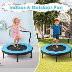 COSTWAY - 40 Inch Trampoline for Kids Indoor Outdoor Fitness Trampoline-Blue COSTWAY - 40 Inch Trampoline for Kids Indoor Outdoor Fitness Trampoline-Blue